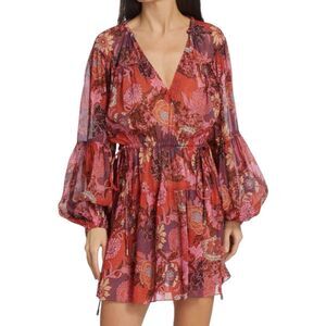 A.L.C. Elise Floral Mini Dress Silk Size 4 Prairiecore Cottagecore Tiered